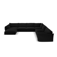 MAZZINI SOFAS Crna baršunasti kutna garnitura (s desnim kutom/u obliku slova "U") Vanda, 384x284x85 cm